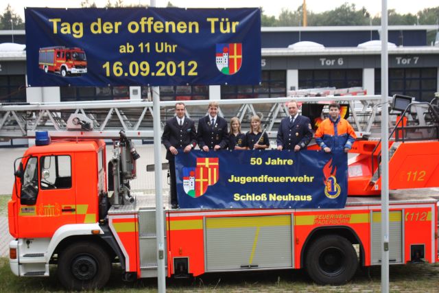 Kleine Gruppe auf einer Drehleiter